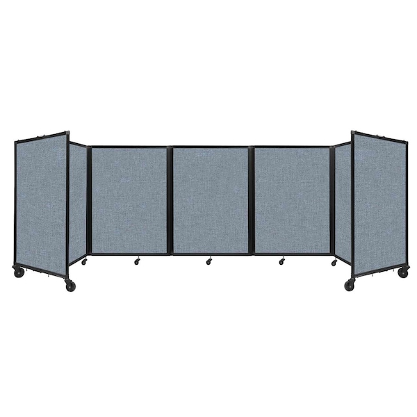 Room Divider 360 Folding Portable Partition 14' x 4' Powder Blue Fabric